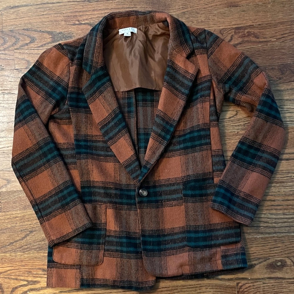 Favlux Brown and Black Plaid Blazer